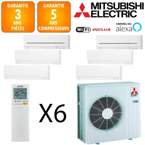 Mitsubishi Sextuple-split MXZ-6F120VF + 3 X MSZ-AY15VGK + 2 X MSZ-AP20VGK + MSZ-AY50VGK 