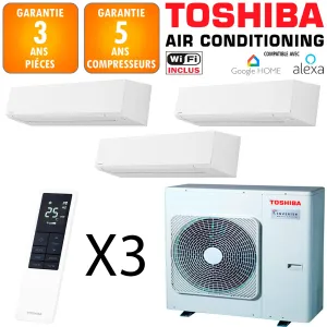Toshiba Tri-split Shorai RAS-4M27G3AVG-E + 2 X RAS-B07G3KVSG-E + RAS-B13G3KVSG-E 